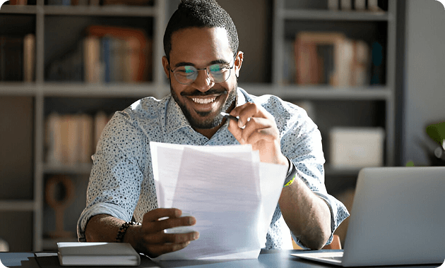 Professional man working at desk